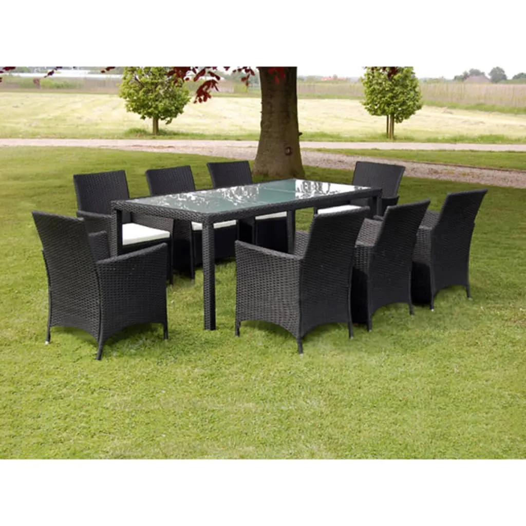 vidaXL Set da Pranzo da Giardino 9 pz con Cuscini in Polyrattan Nero