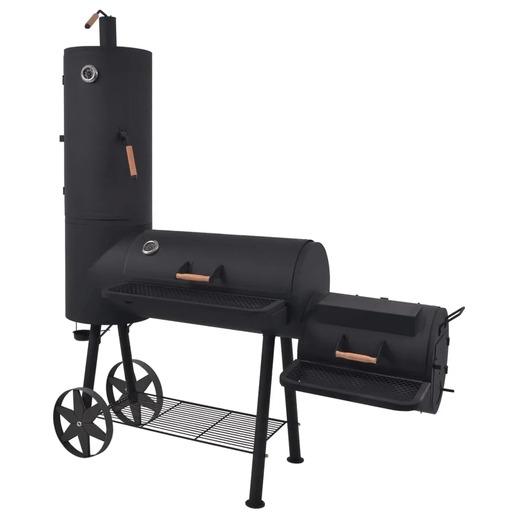 vidaXL Barbecue a Carbonella con Ripiano Inferiore Nero XXL