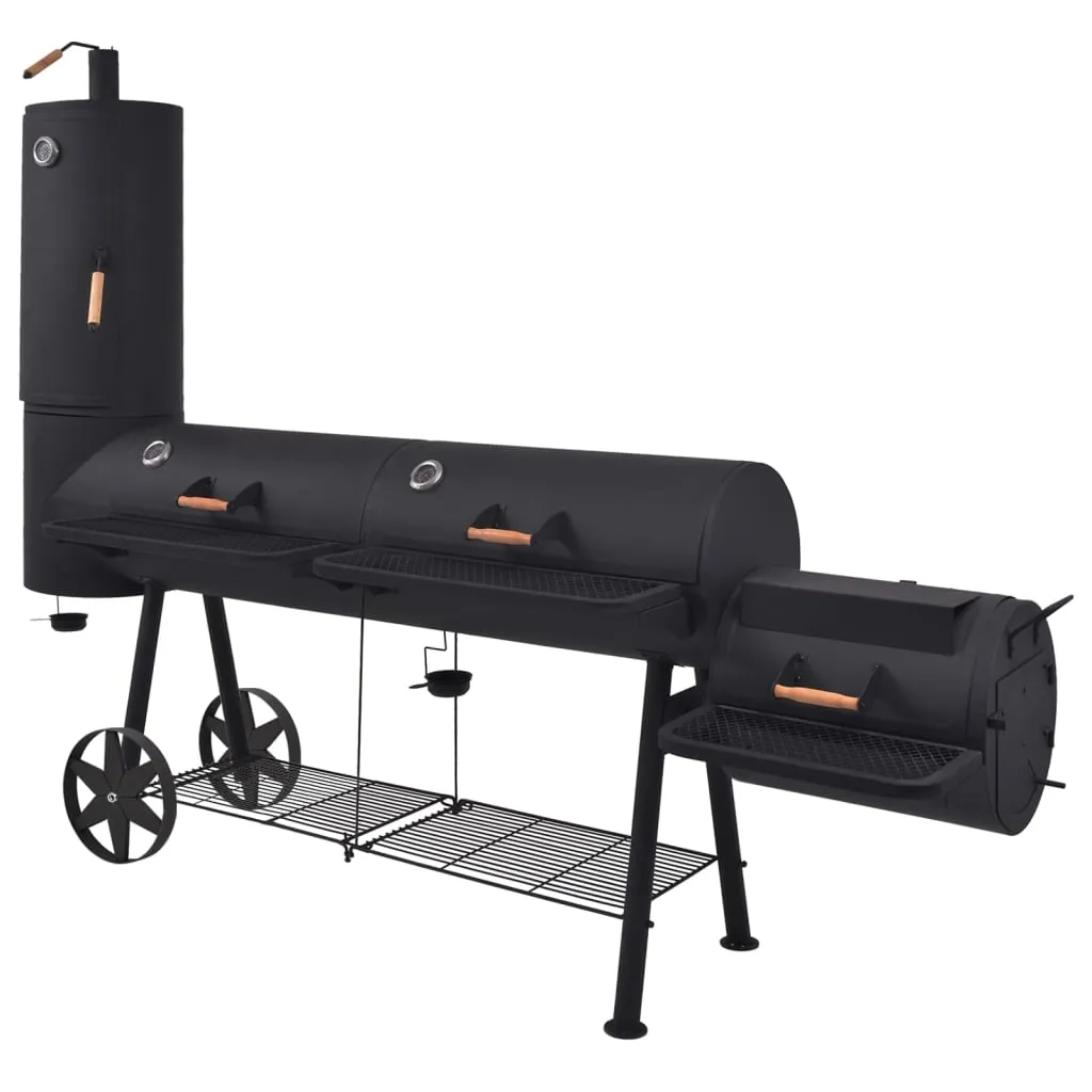 vidaXL Barbecue a Carbonella con Ripiano Inferiore Nero XXXL