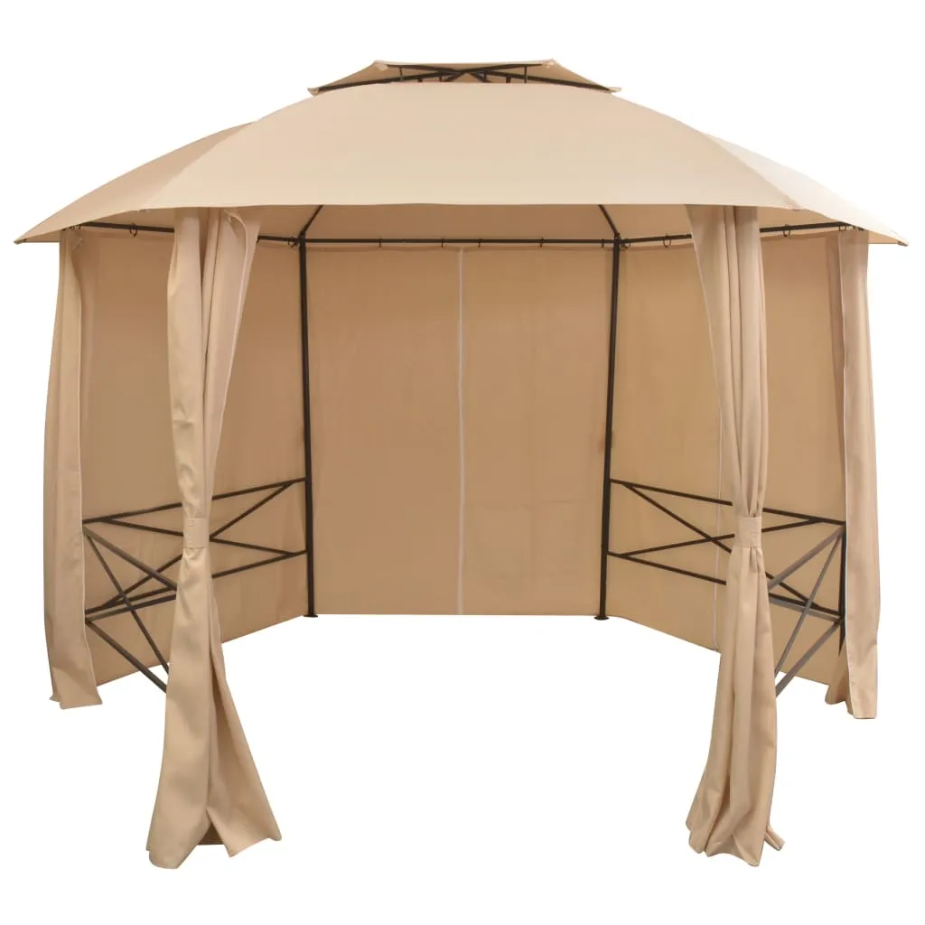 vidaXL Gazebo Padiglione da Giardino con Tende Esagonale 360x265 cm