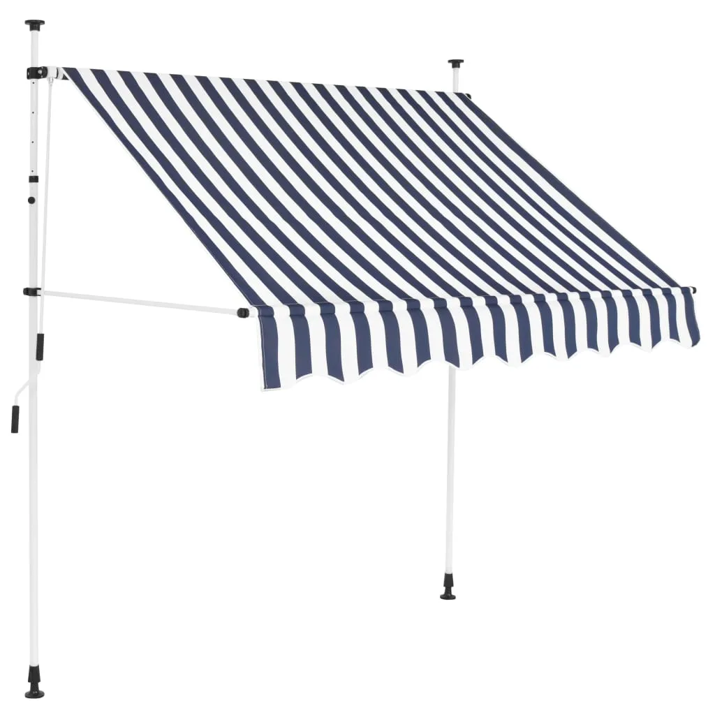 vidaXL Tenda da Sole Retrattile Manuale 200 cm a Strisce Blu e Bianche