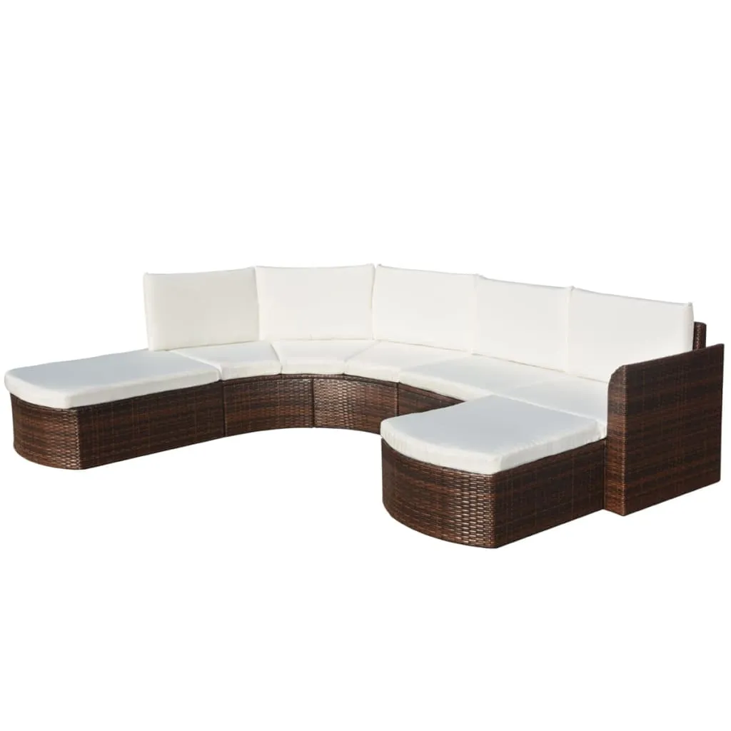 vidaXL Set Divani da Giardino 4 pz con Cuscini in Polyrattan Marrone