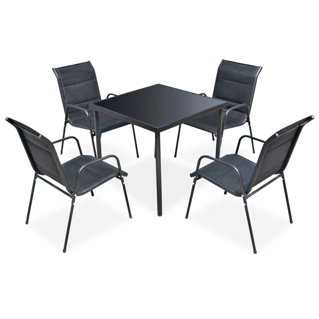 vidaXL Set da Pranzo da Giardino 5 pz in Acciaio Nero