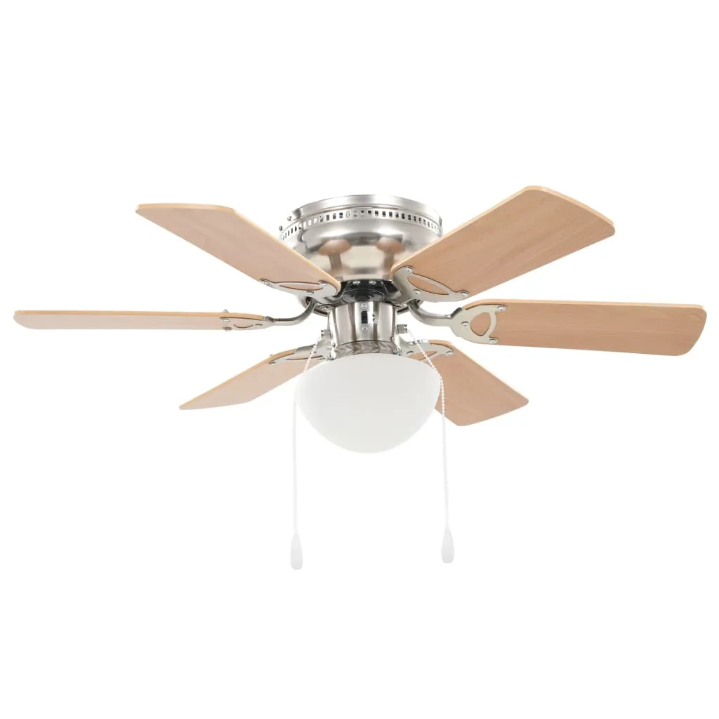 vidaXL Ventilatore da Soffitto Decorato con Luce 82 cm Marrone Chiaro