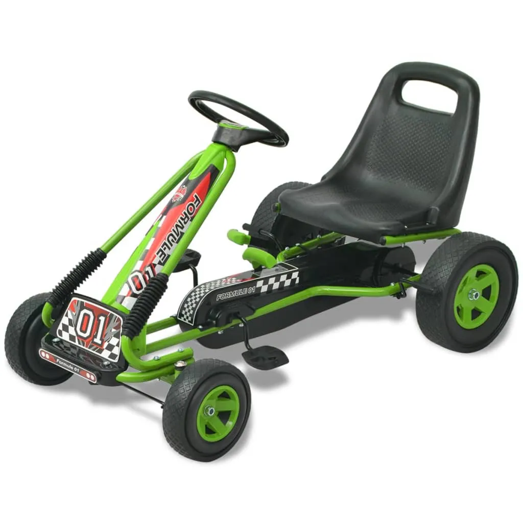 vidaXL Go Kart a pedali con seduta regolabile Verde