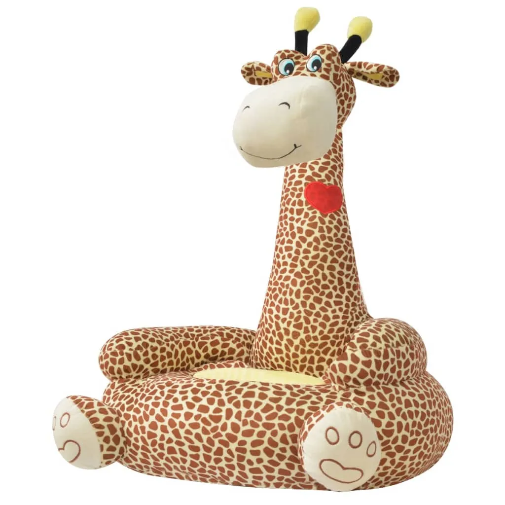 vidaXL Poltrona in Peluche per Bambini Girafa Marrone