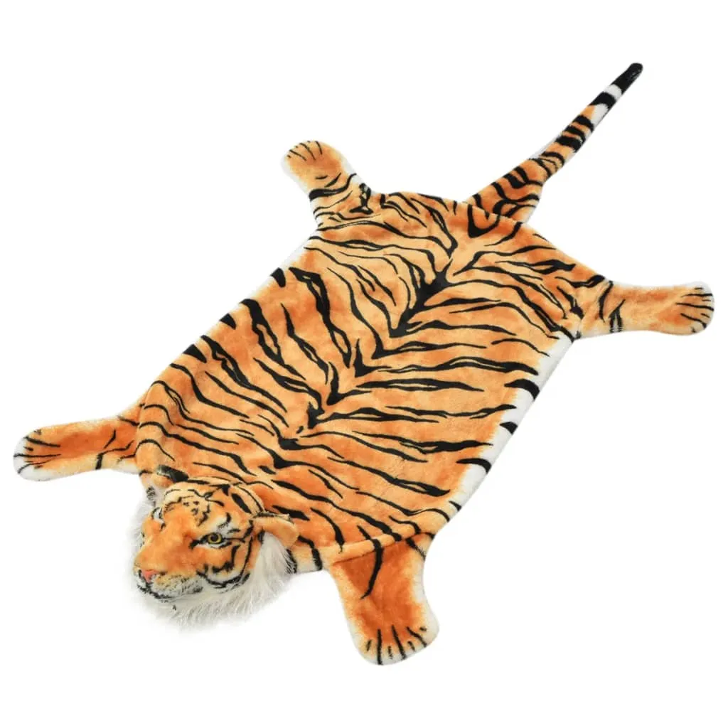 vidaXL Tappeto di Peluche a Forma di Tigre 144 cm Marrone