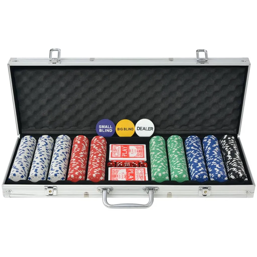 vidaXL Set da Poker con 500 Chips Alluminio