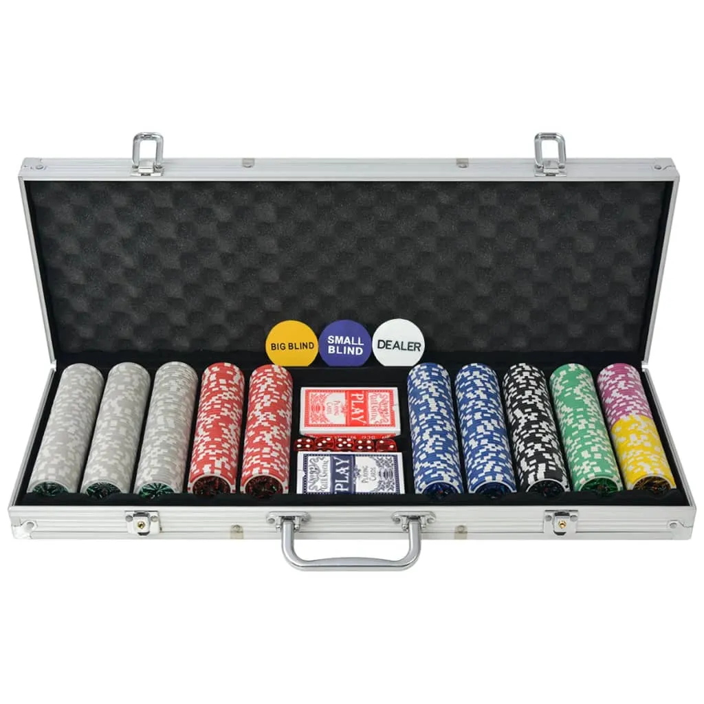 vidaXL Set da Poker con 500 Chips Laser in Alluminio