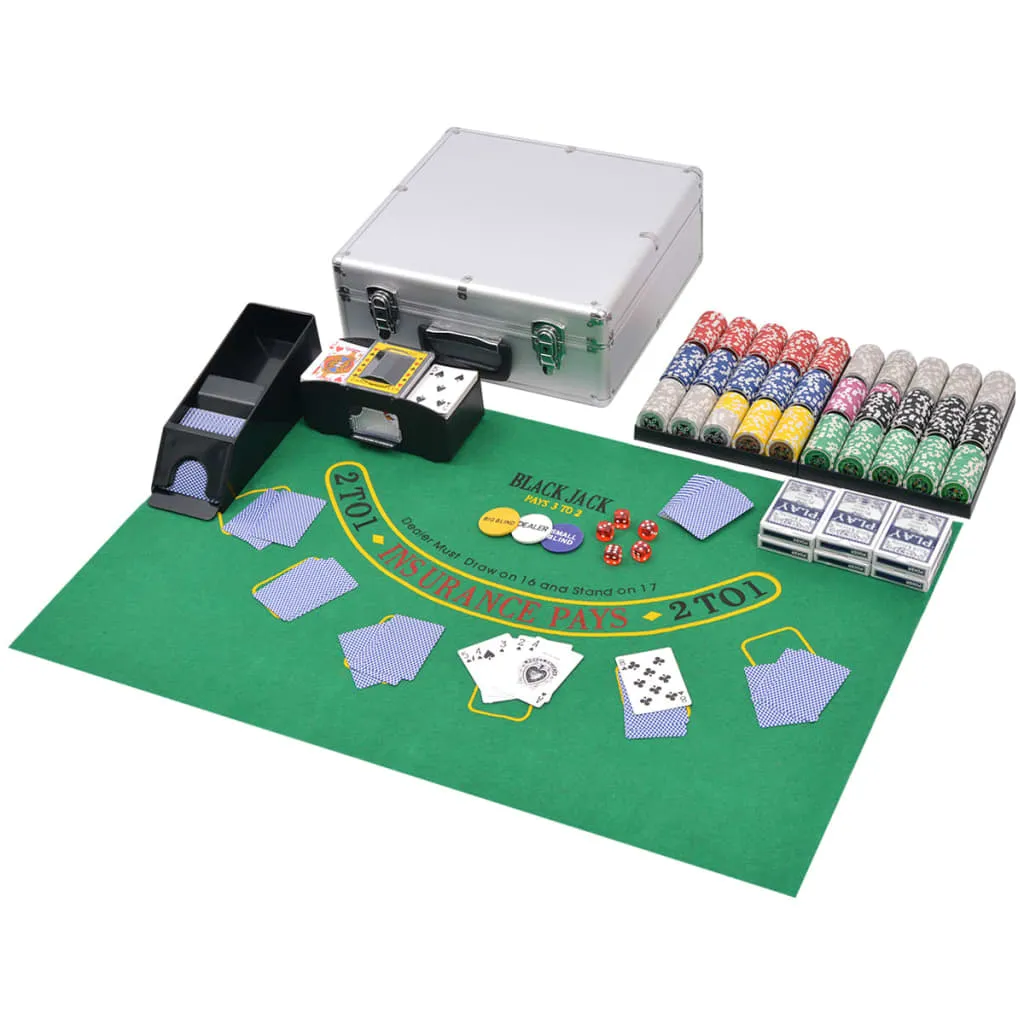 vidaXL Set da Poker/Blackjack con 600 Chips Laser Alluminio