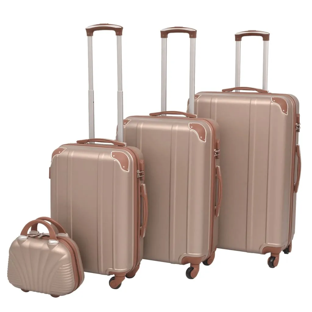 vidaXL 4 Pz. Set di Trolley Rigidi Color Champagne