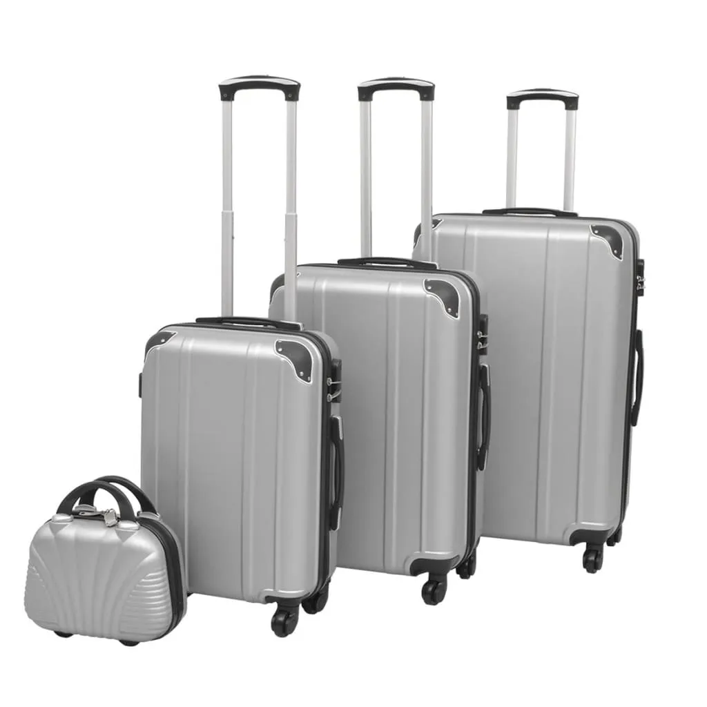 vidaXL 4 Pz. Set di Trolley Rigidi Argento