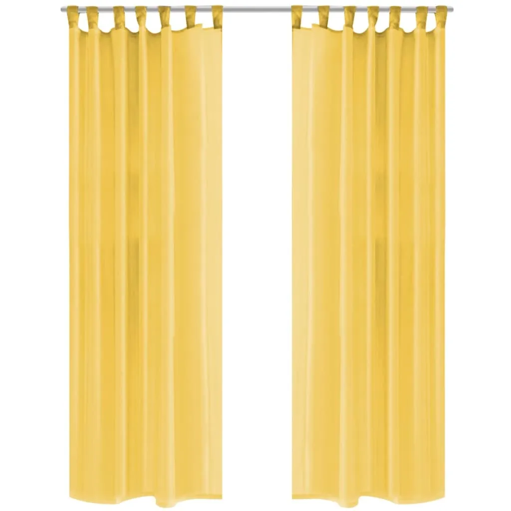 vidaXL 2 Pz Tende in Voile 140x175 cm Giallo