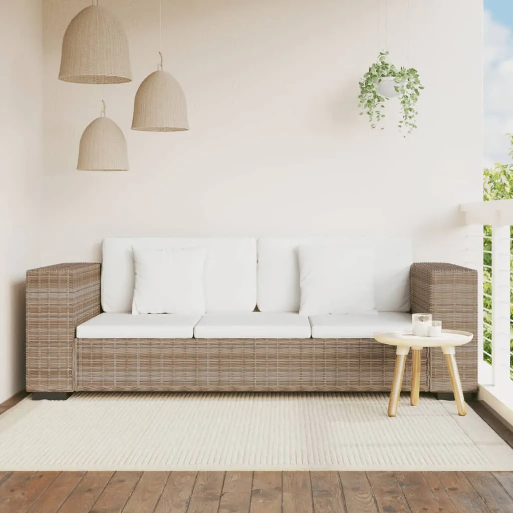 vidaXL Divano a 3 Posti Set 8 pz in Vero Rattan