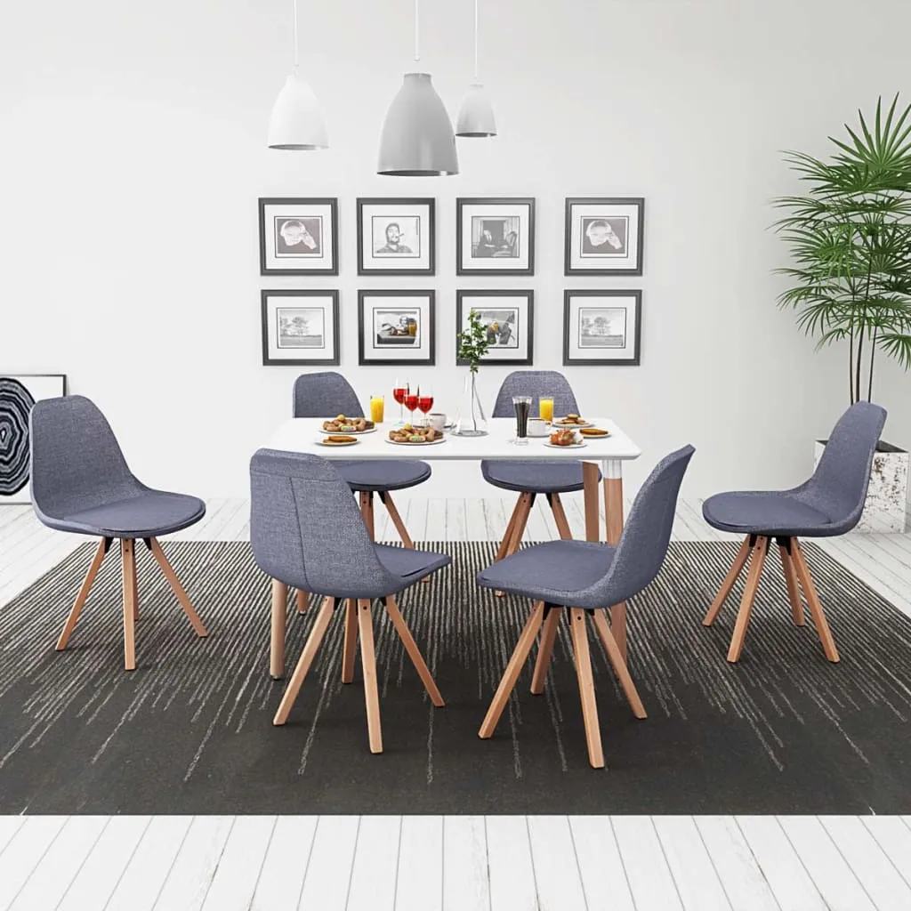 vidaXL 7 Pz Set Tavolo e Sedie Sala da Pranzo Bianco e Grigio Chiaro