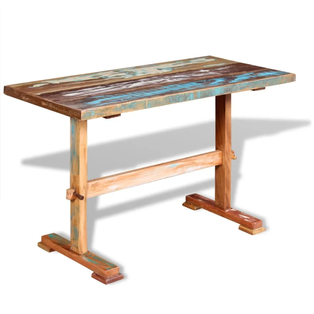 vidaXL Tavolo Pranzo Piedistallo Legno Massello Recupero 120x58x78 cm