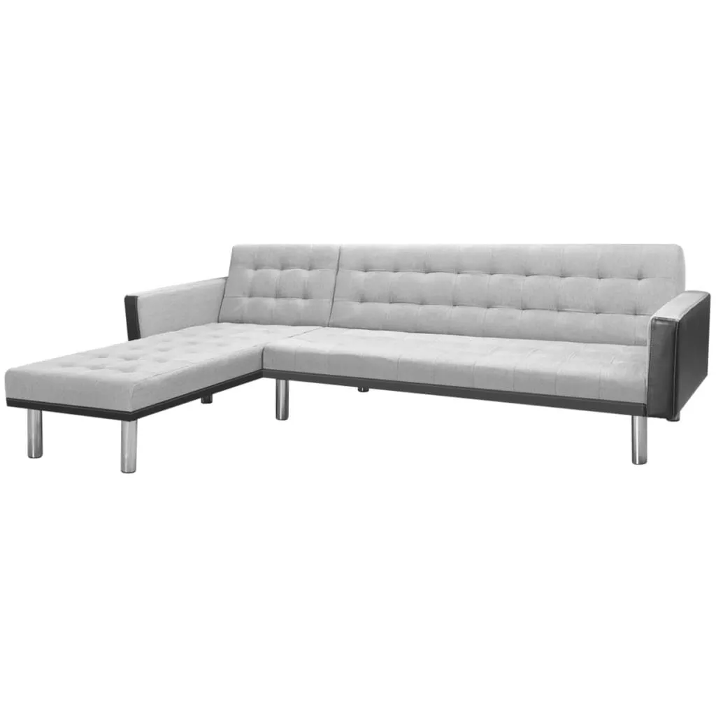 vidaXL Divano Letto Angolare in Tessuto 218x155x69 cm Nero e Grigio