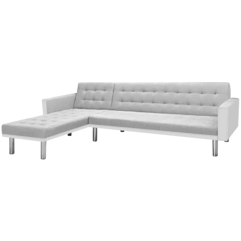 vidaXL Divano Letto ad Angolo Tessuto 218x155x69 cm Bianco e Grigio