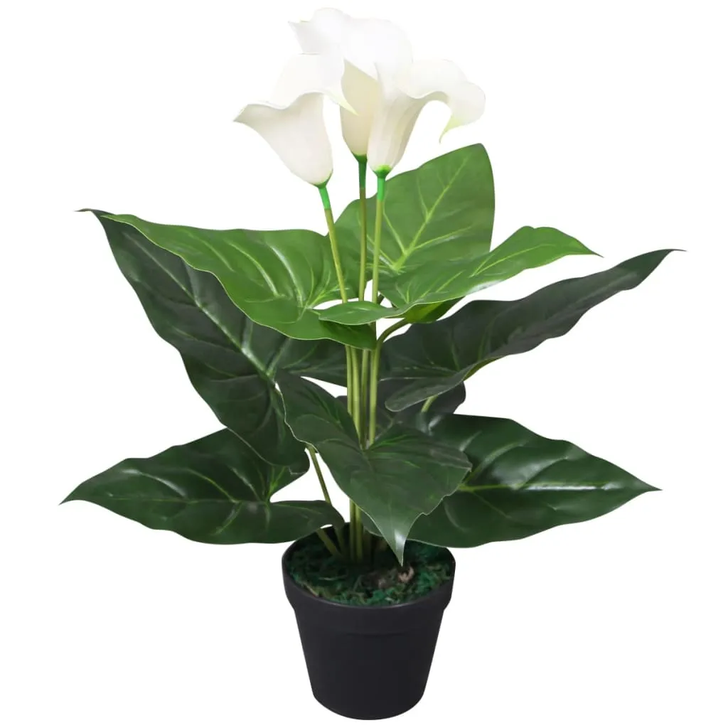 vidaXL Calla Lily Artificiale con Vaso 45 cm Bianca