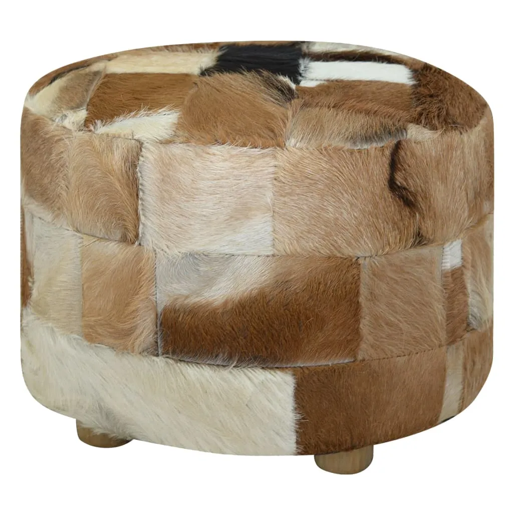 vidaXL Pouf Rotondo in Vera Pelle 50x50x45 cm