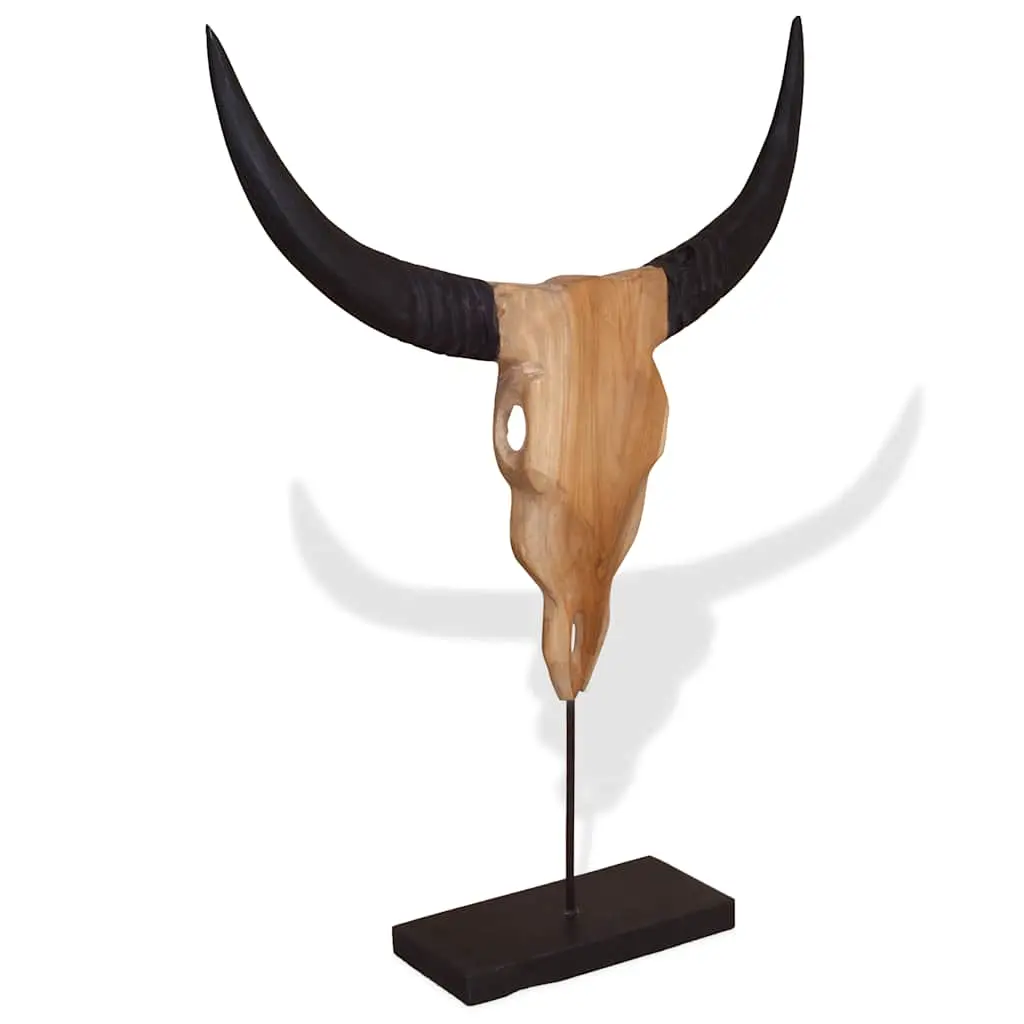 Scultura Teschio di Toro in Teak 66x15x88 cm