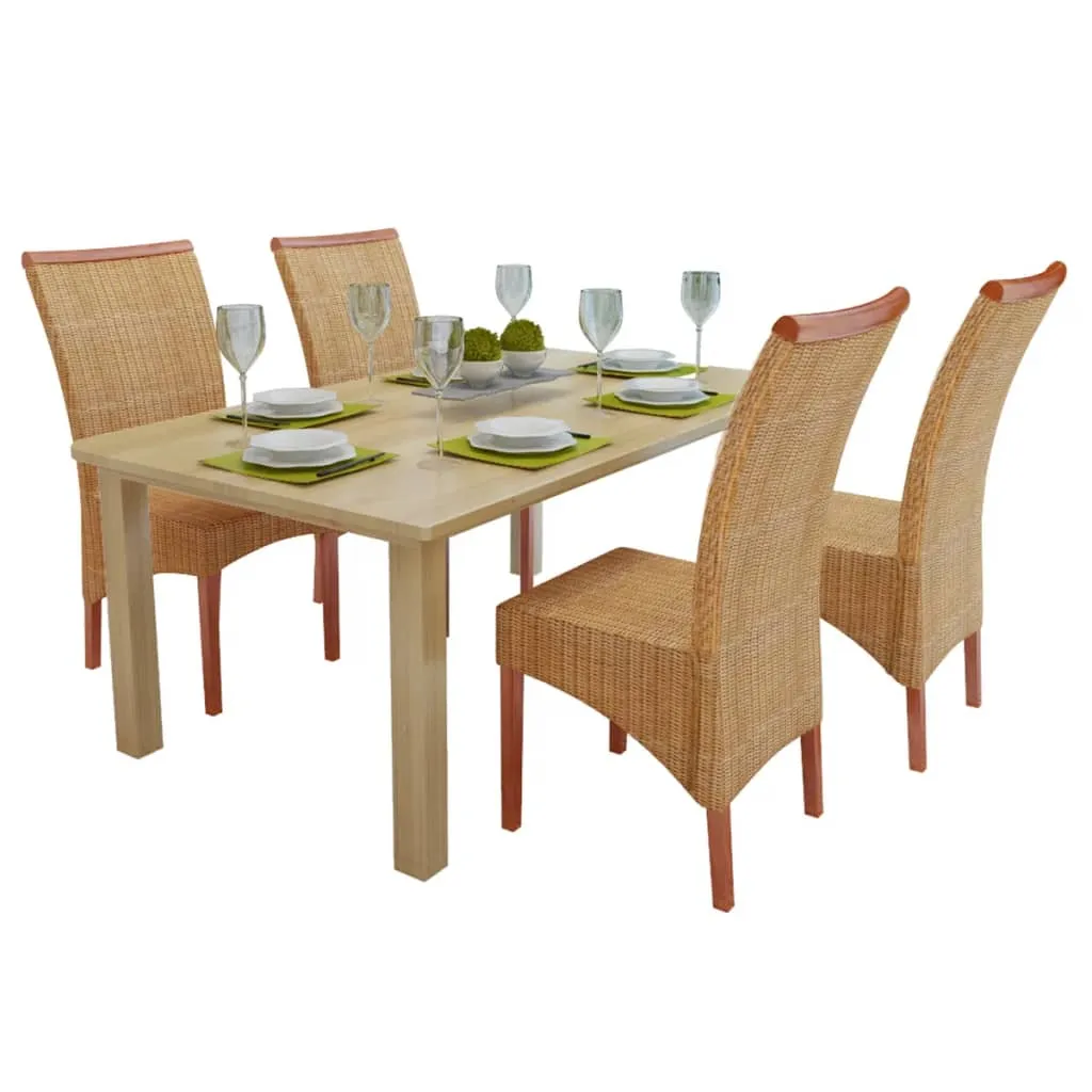 vidaXL Sedie da Pranzo 4 pz Marroni in Rattan Naturale