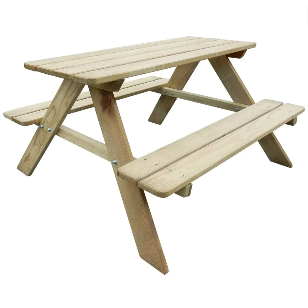 vidaXL Tavolo da Picnic per Bambini 89 x 89,6 x 50,8 cm in Legno di Pino