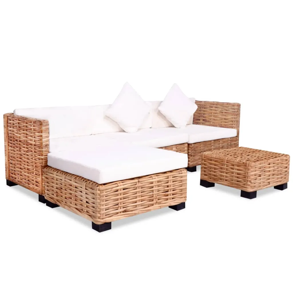 vidaXL Set Divano 14 pz in Rattan Naturale