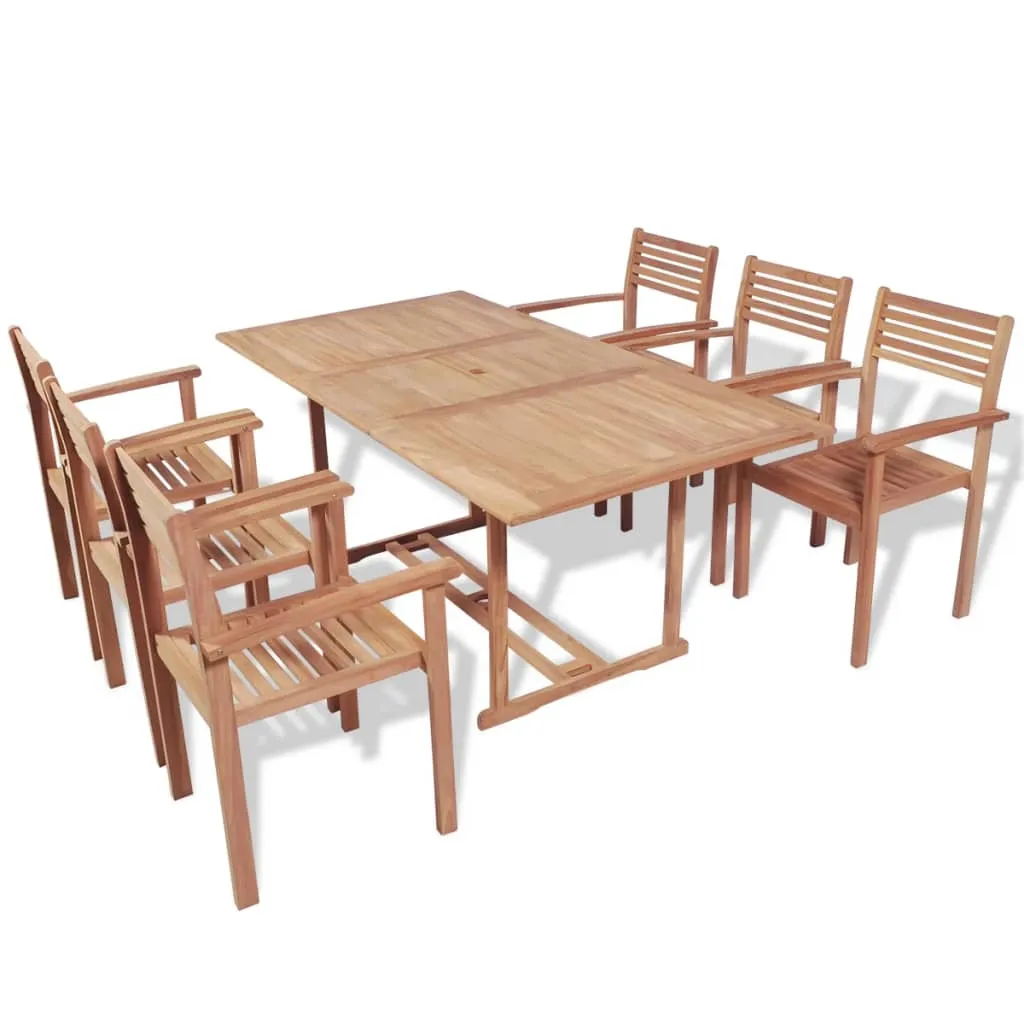 vidaXL Set da Pranzo da Giardino 7 pz in Legno Massello di Teak