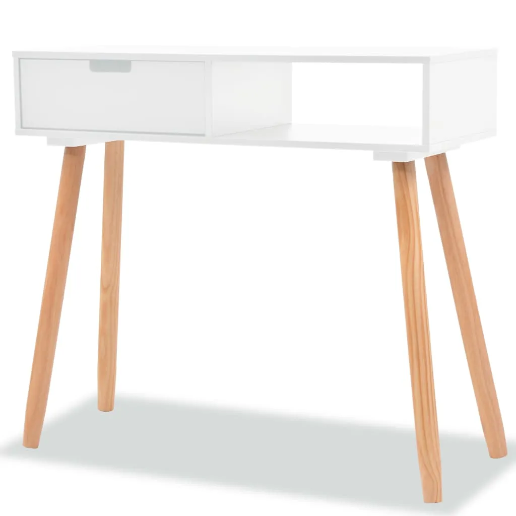 vidaXL Tavolo Consolle in Legno di Pino Massello 80x30x72 cm Bianco