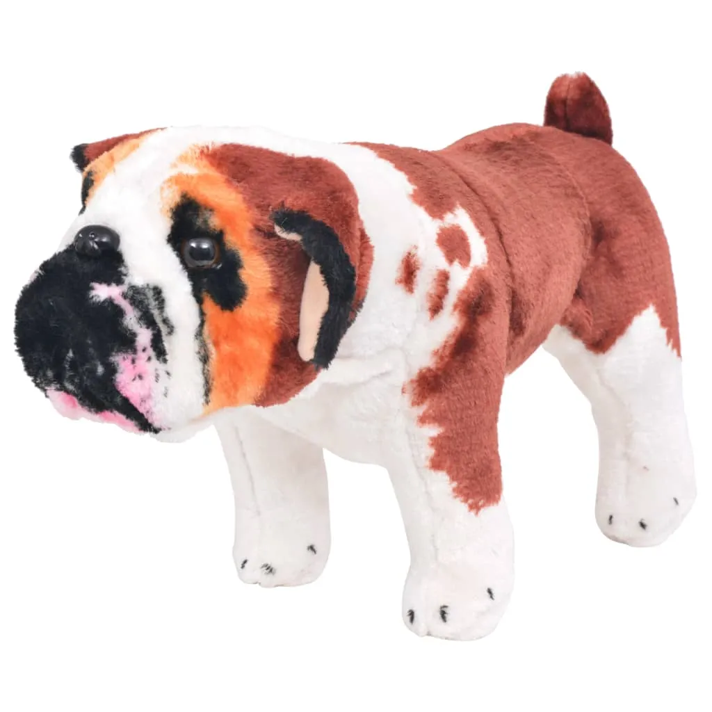 vidaXL Bulldog di Peluche Giocattolo Bianco e Marrone XXL