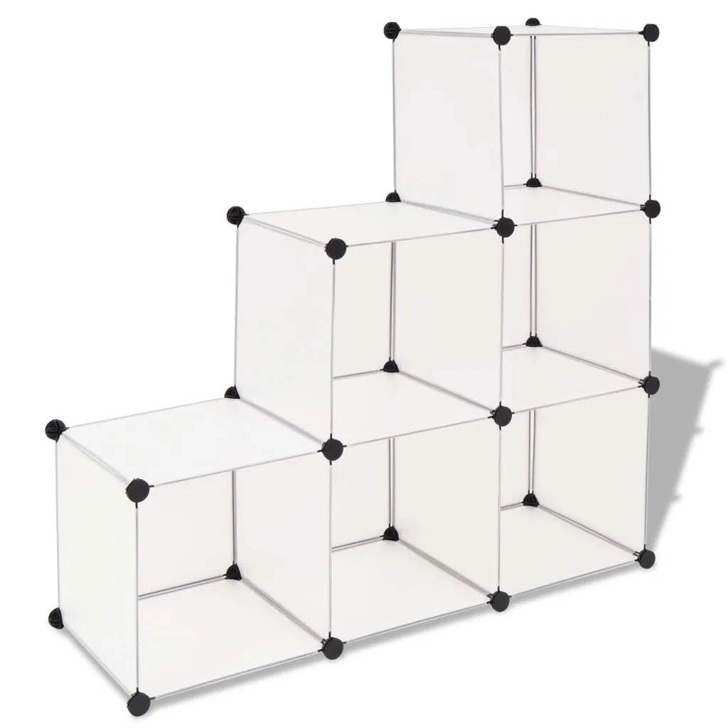 vidaXL Armadio Salvaspazio a Cubo con 6 Scomparti Bianco