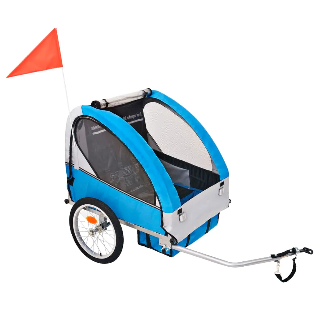 vidaXL Rimorchio da Bici per Bambini Grigio e Nero 30 kg