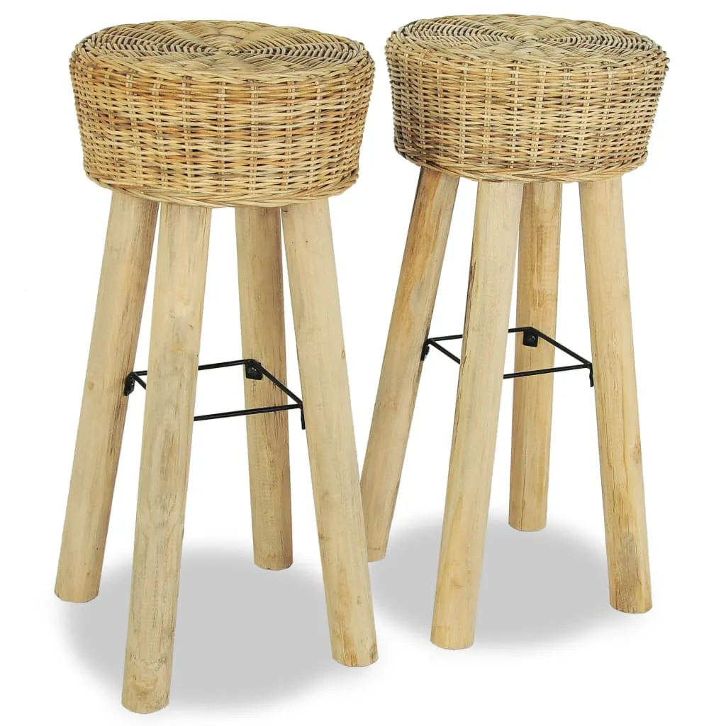 vidaXL Sgabelli da Bar 2 pz in Rattan Naturale