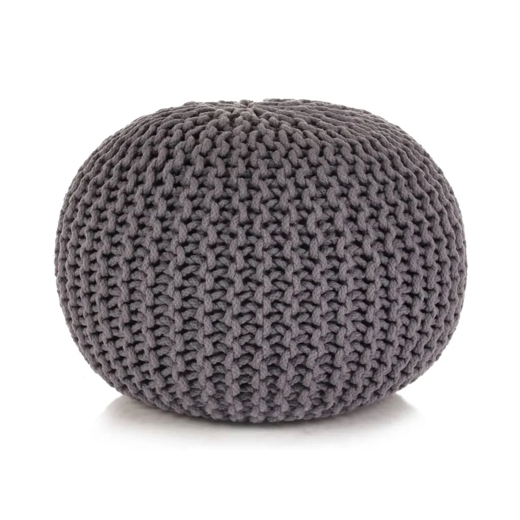 vidaXL Pouf Lavorato a Maglia in Cotone 50x35 cm Grigio