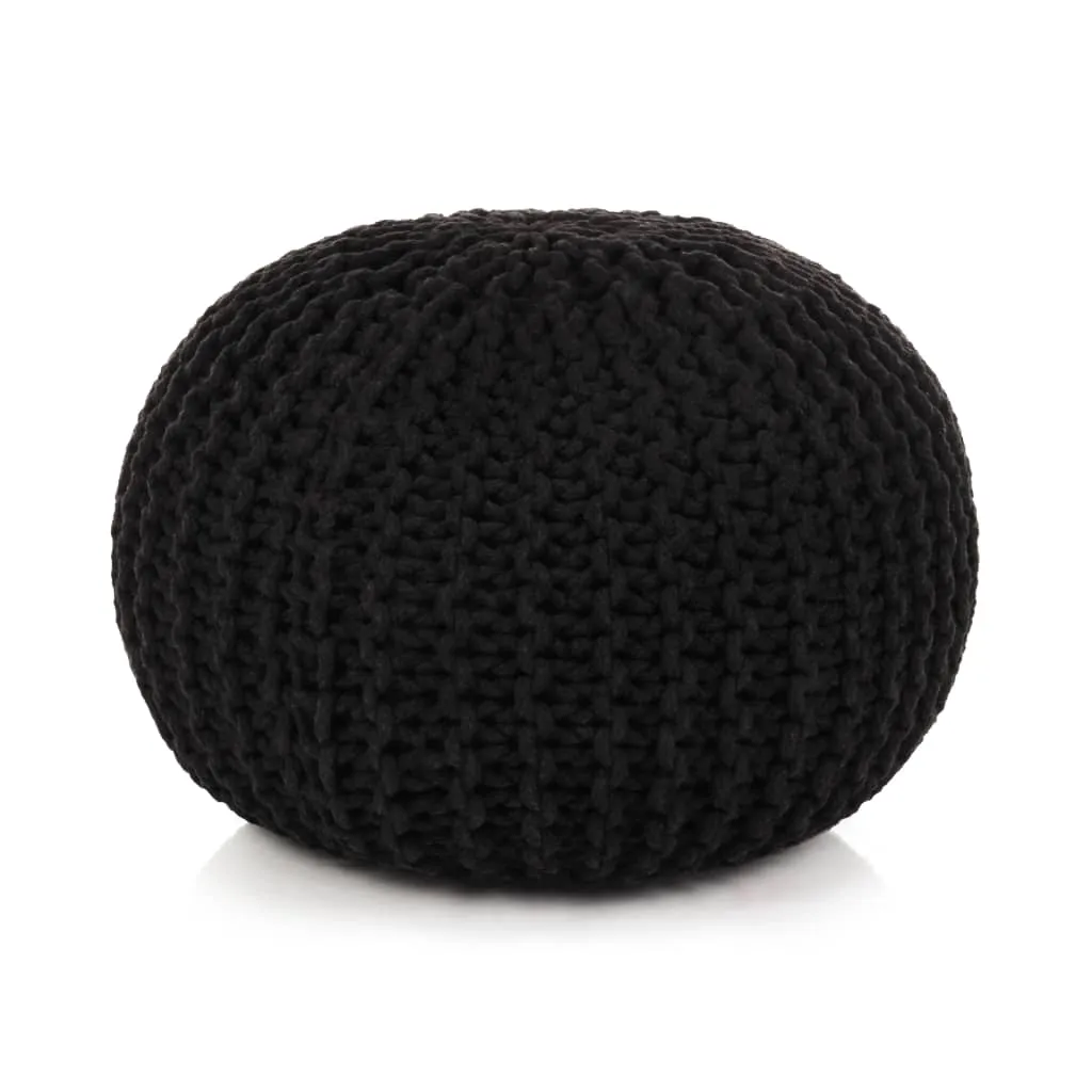 vidaXL Pouf Lavorato a Maglia in Cotone 50x35 cm Nero