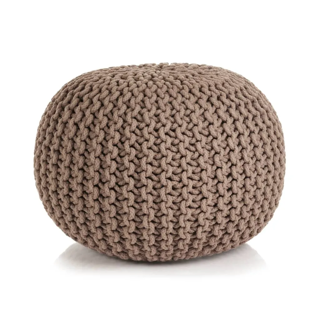 vidaXL Pouf Lavorato a Maglia in Cotone 50x35 cm Marrone