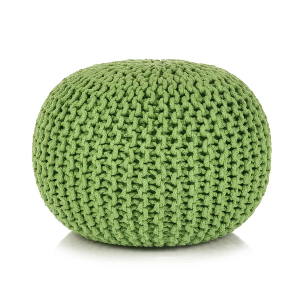 vidaXL Pouf Lavorato a Maglia in Cotone 50x35 cm Verde