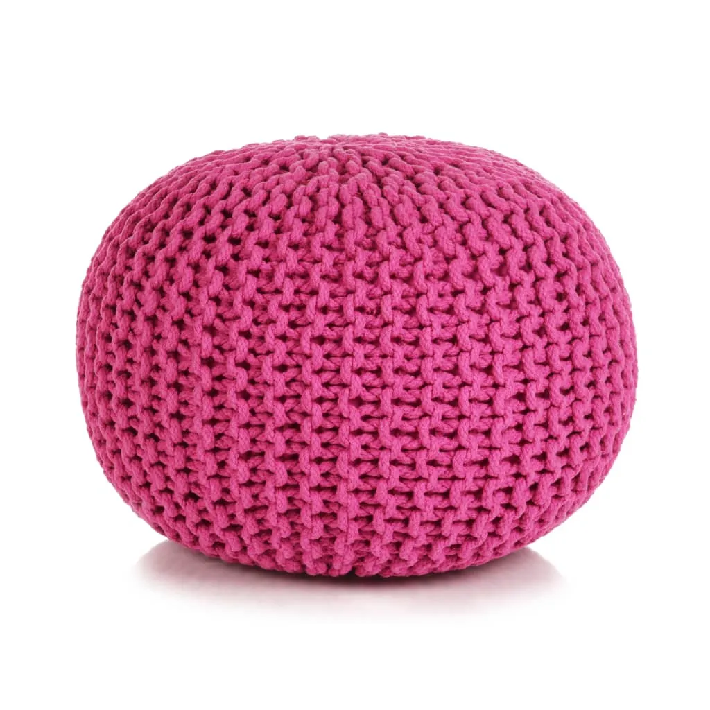 vidaXL Pouf Lavorato a Maglia in Cotone 50x35 cm Rosa