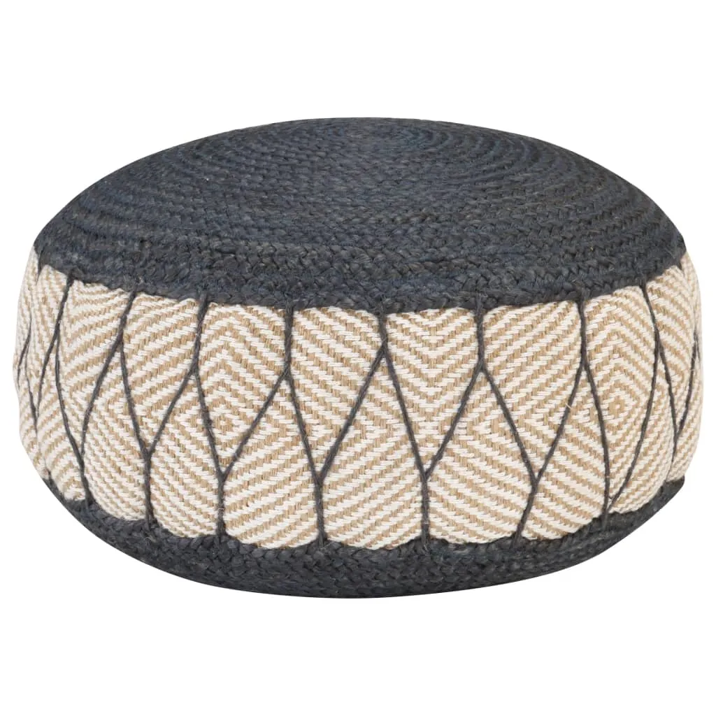 vidaXL Pouf in Tessuto / a Maglia in Juta e Cotone 50x30 cm Blu