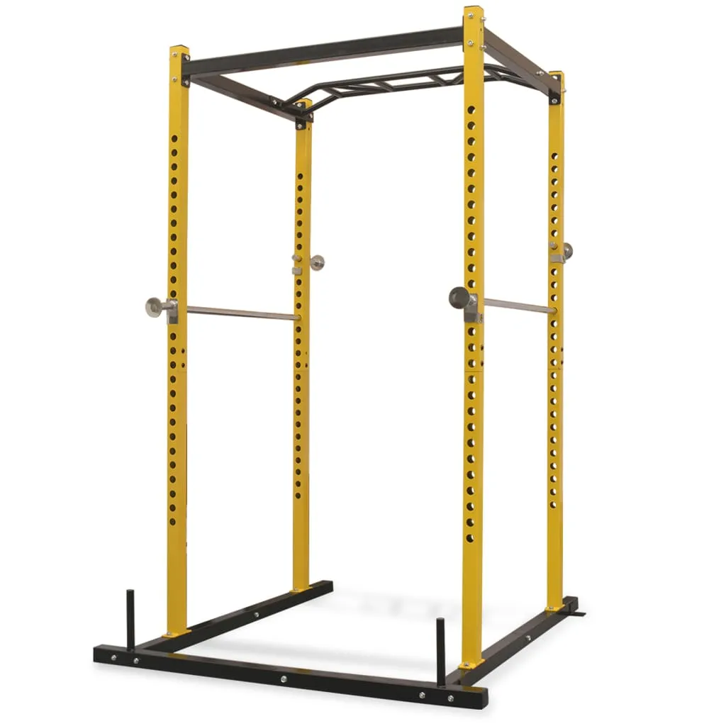 vidaXL Gabbia di Allenamento per lo Squat 140x145x214 cm Giallo e Nero