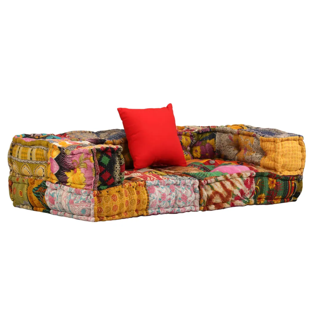 vidaXL Pouf Modulare a 2 Posti in Tessuto Patchwork