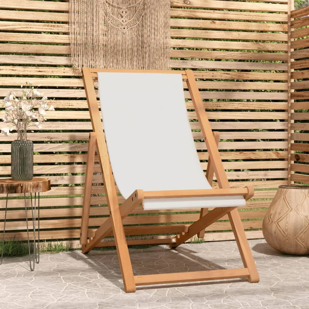 vidaXL Sedia a Sdraio in Legno di Teak 56x105x96 cm Crema