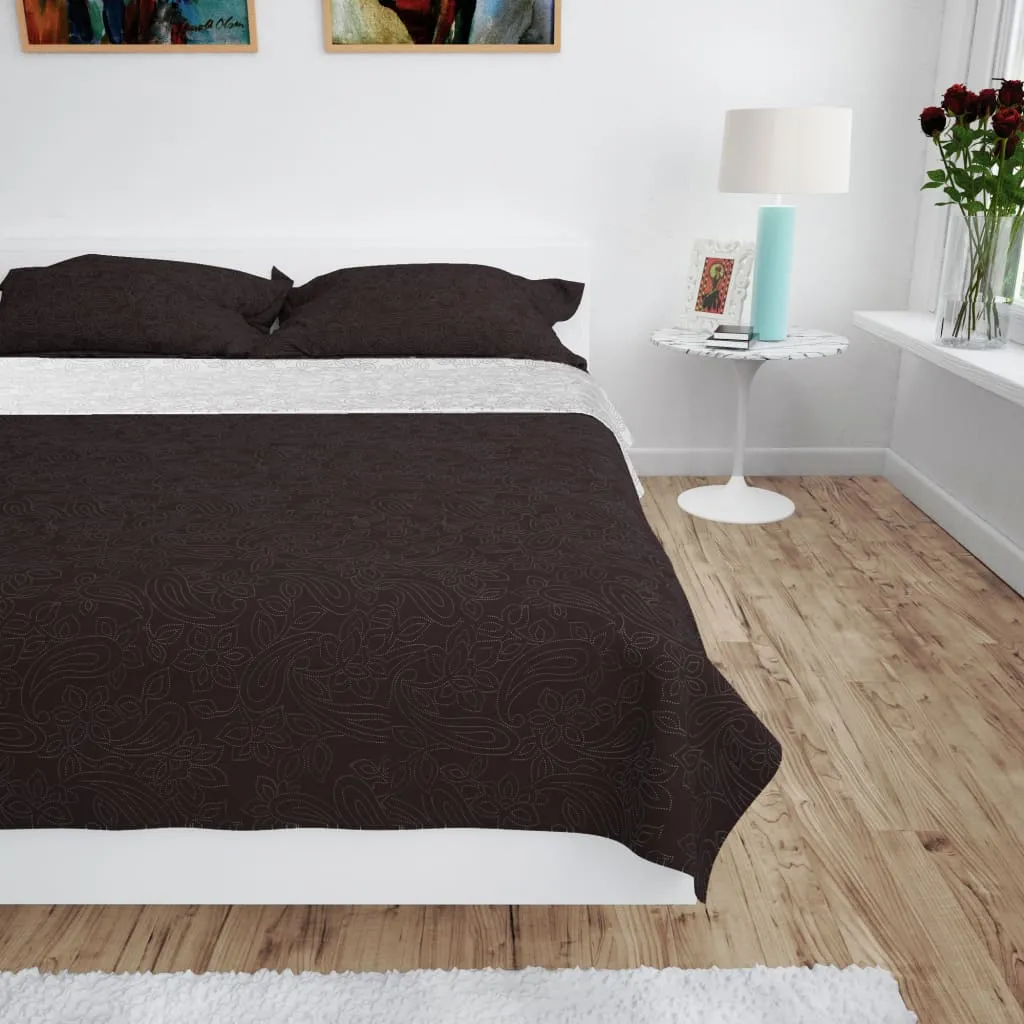 vidaXL Copriletto Double-Face Trapuntato 230x260 cm Crema e Marrone