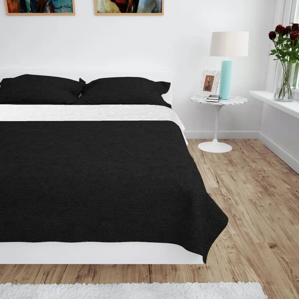 vidaXL Copriletto Double-Face Trapuntato 170x210 cm Nero e Bianco