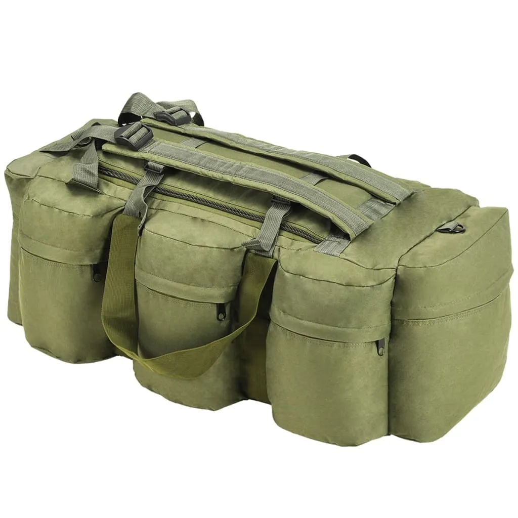 vidaXL Borsone da Viaggio Stile Militare 3 in 1 90 L Verde Oliva