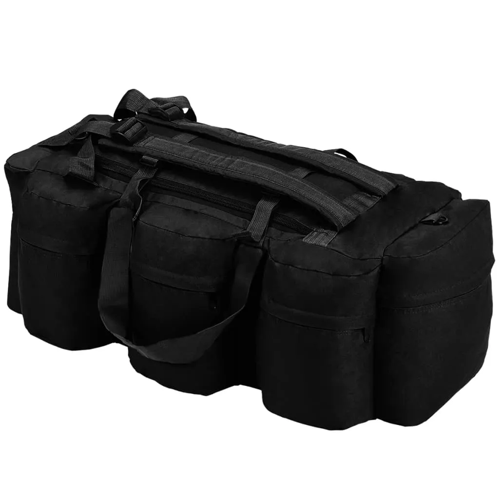 vidaXL Borsone da Viaggio Stile Militare 3 in 1 90 L Nero