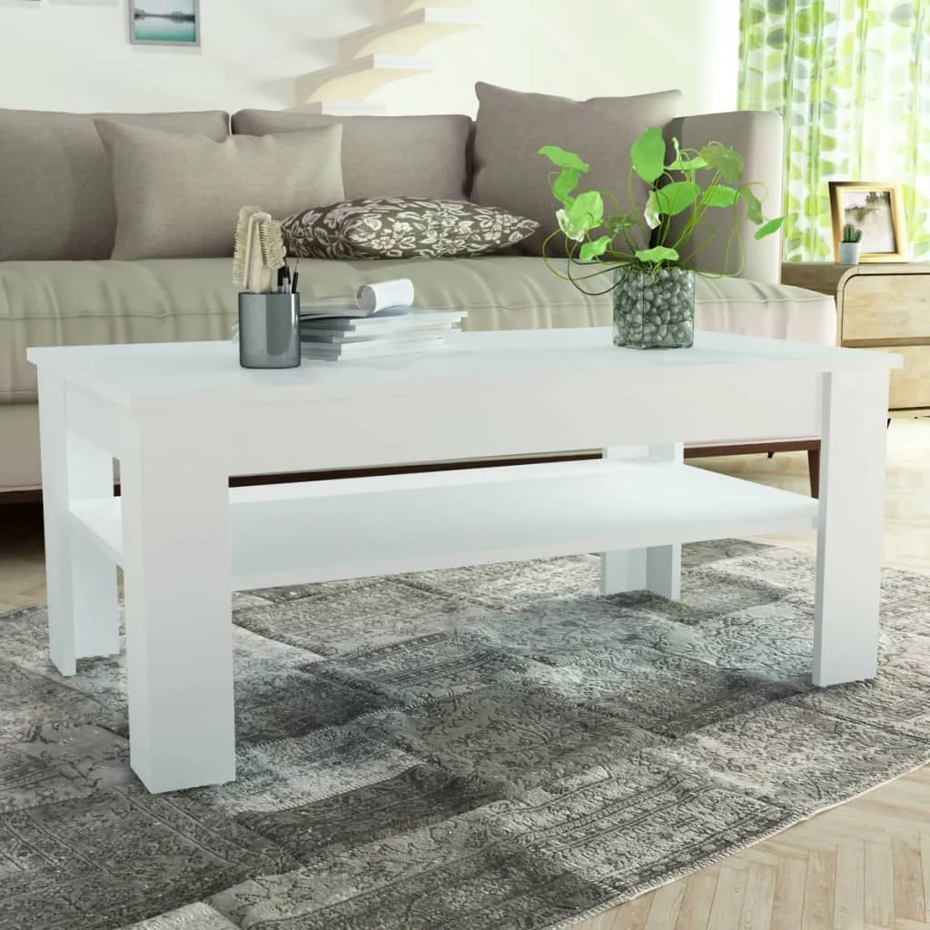 vidaXL Tavolino da Salotto in Legno Multistrato 110x65x48 cm Bianco