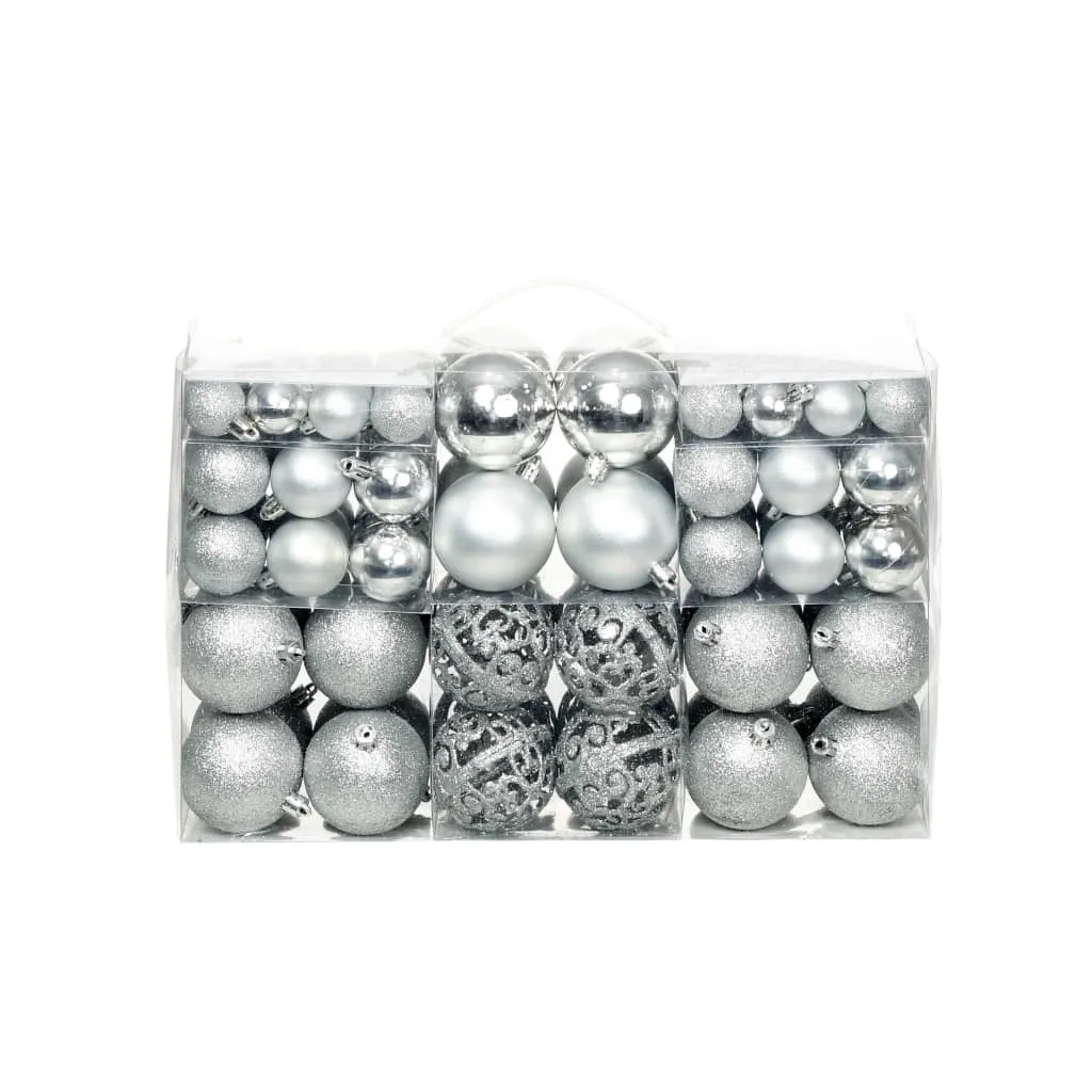 vidaXL Set Palline di Natale 100 pz 3/4/6 cm Argento