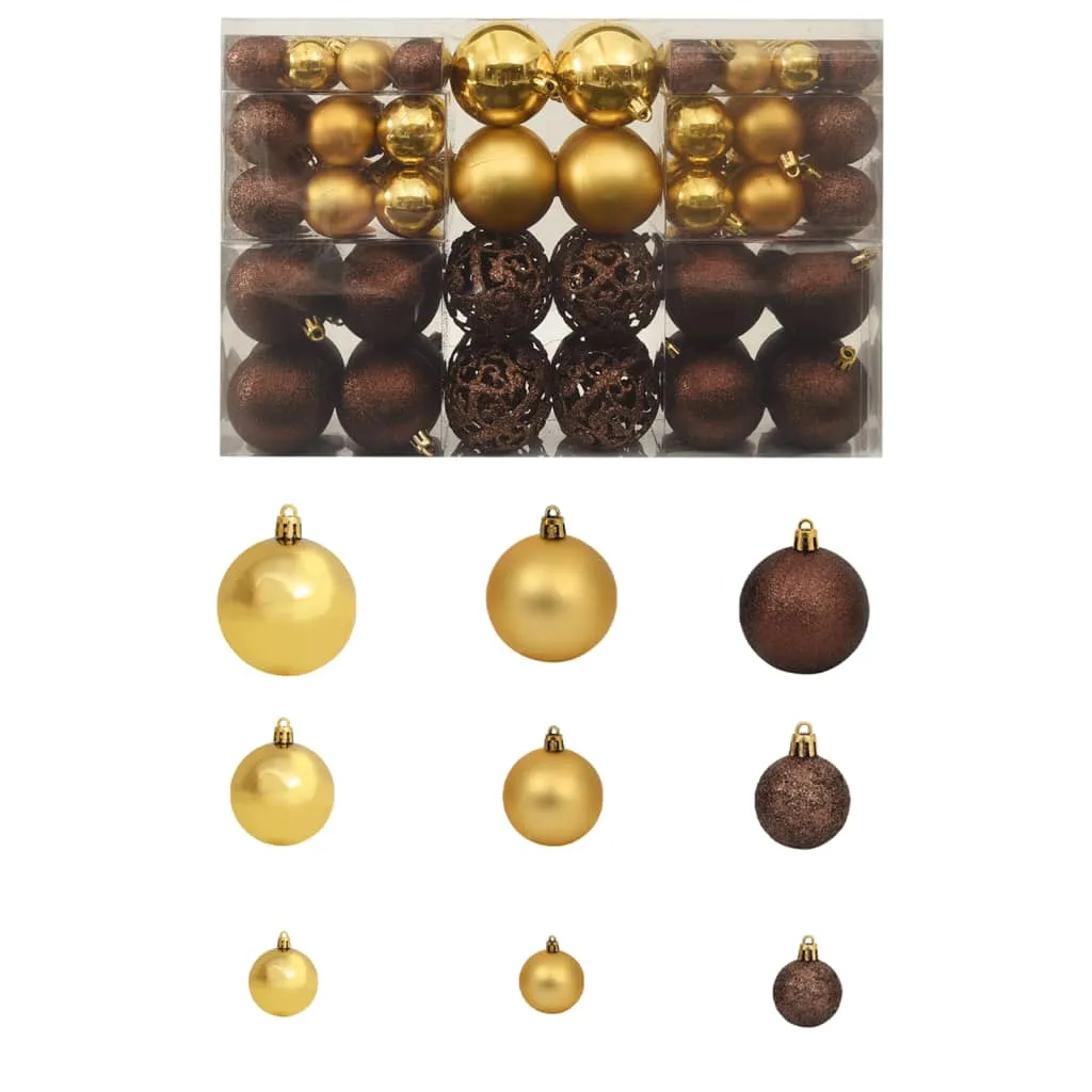 vidaXL Set Palline di Natale 100 pz 3/4/6 cm Marrone/Bronzo/Oro